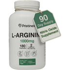 Pristine's L-Arginine 1000mg supplement bottle front view