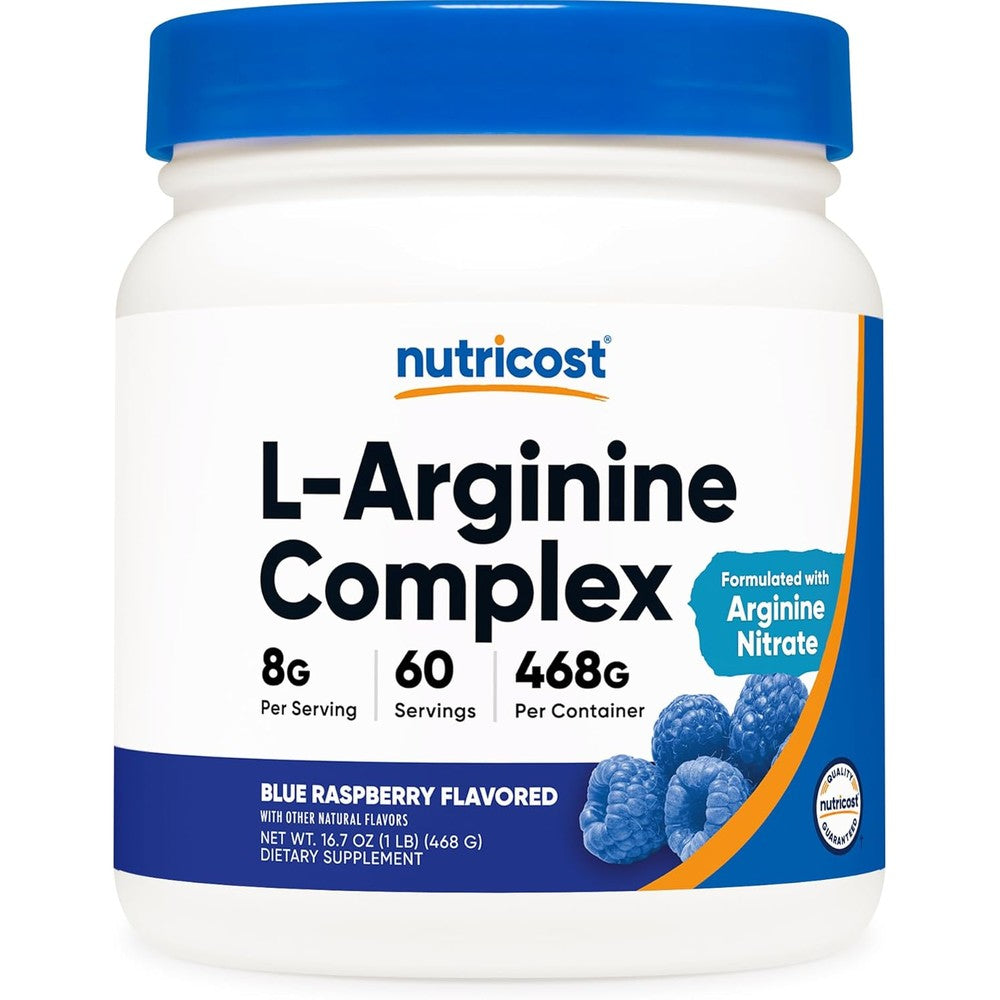 Nutricost L-Arginine Complex pre workout powder container front view