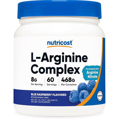 Nutricost L-Arginine Complex pre workout powder container front view