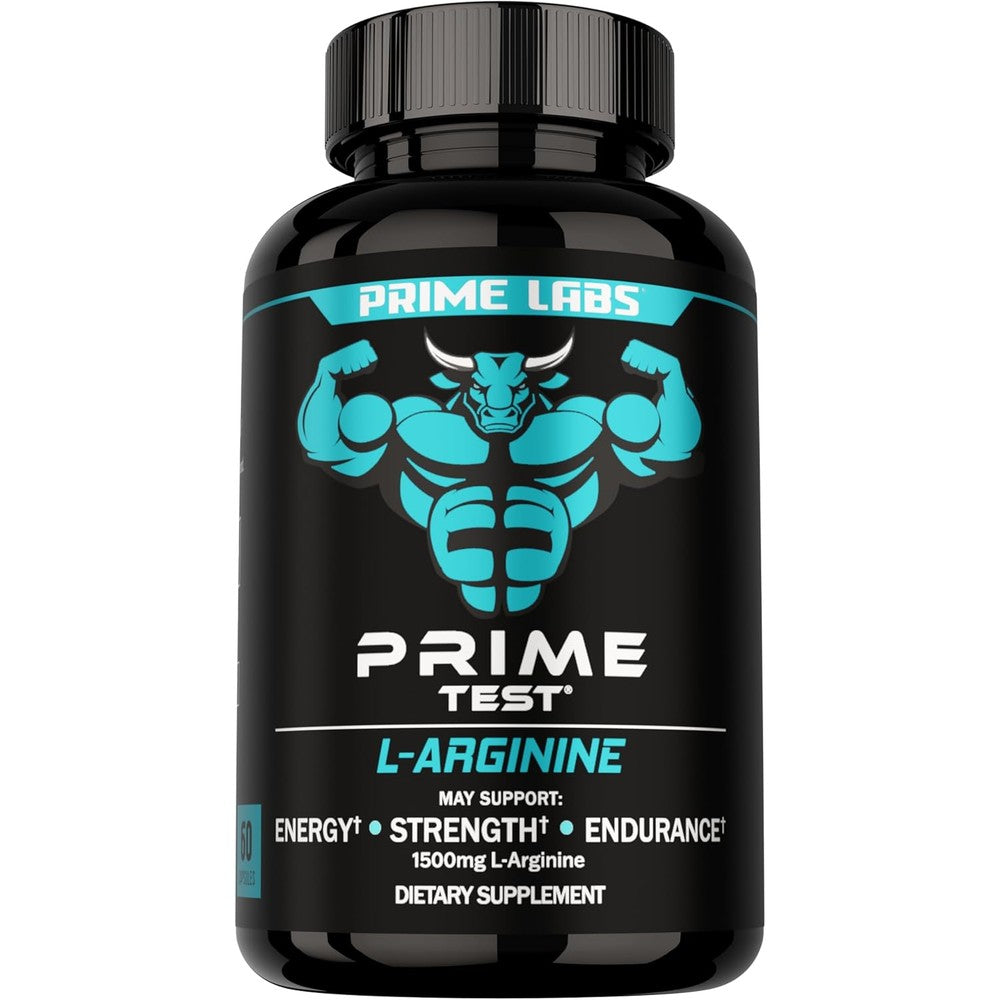 Prime Labs L Arginine 1500mg supplement bottle front view