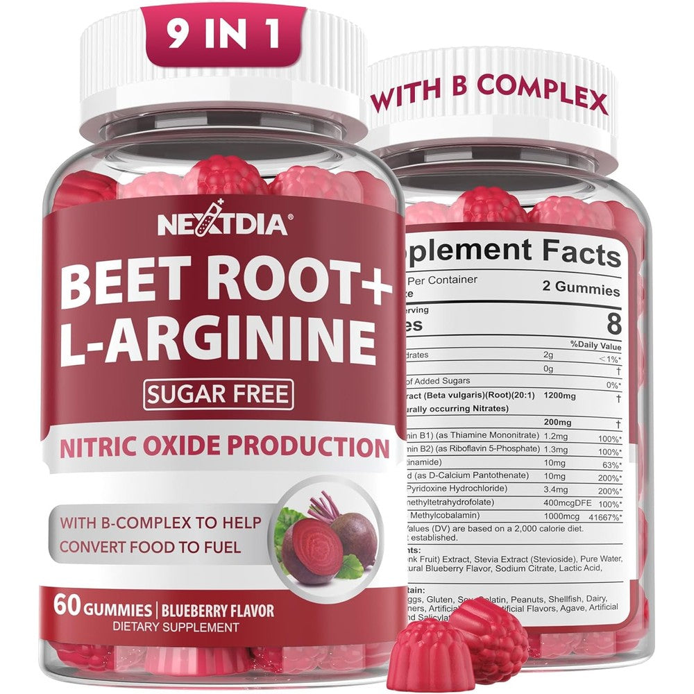 Nextdia Beet Root and L-Arginine Gummies bottle front view
