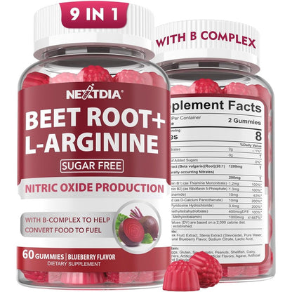 Nextdia Beet Root and L-Arginine Gummies bottle front view