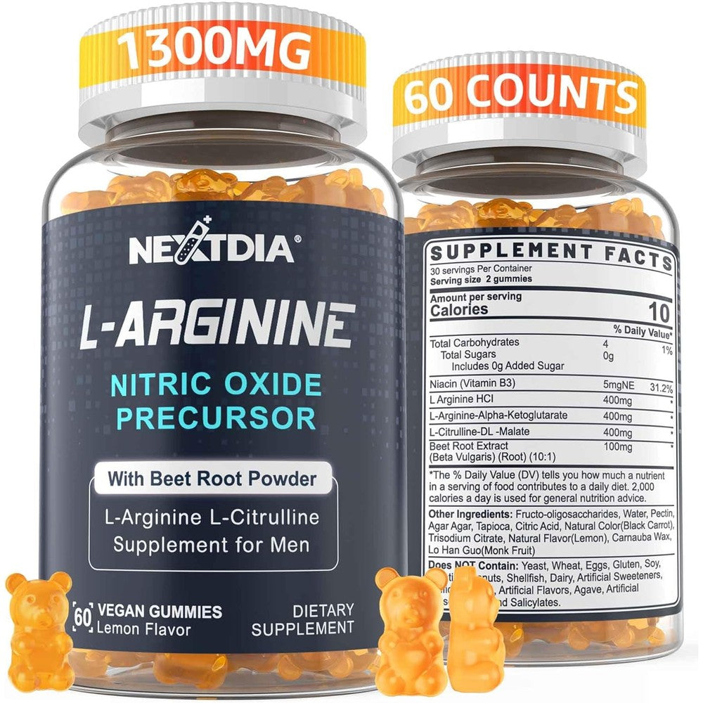 Nextdia Sugar Free L Arginine Nitric Oxide Gummies front bottle view