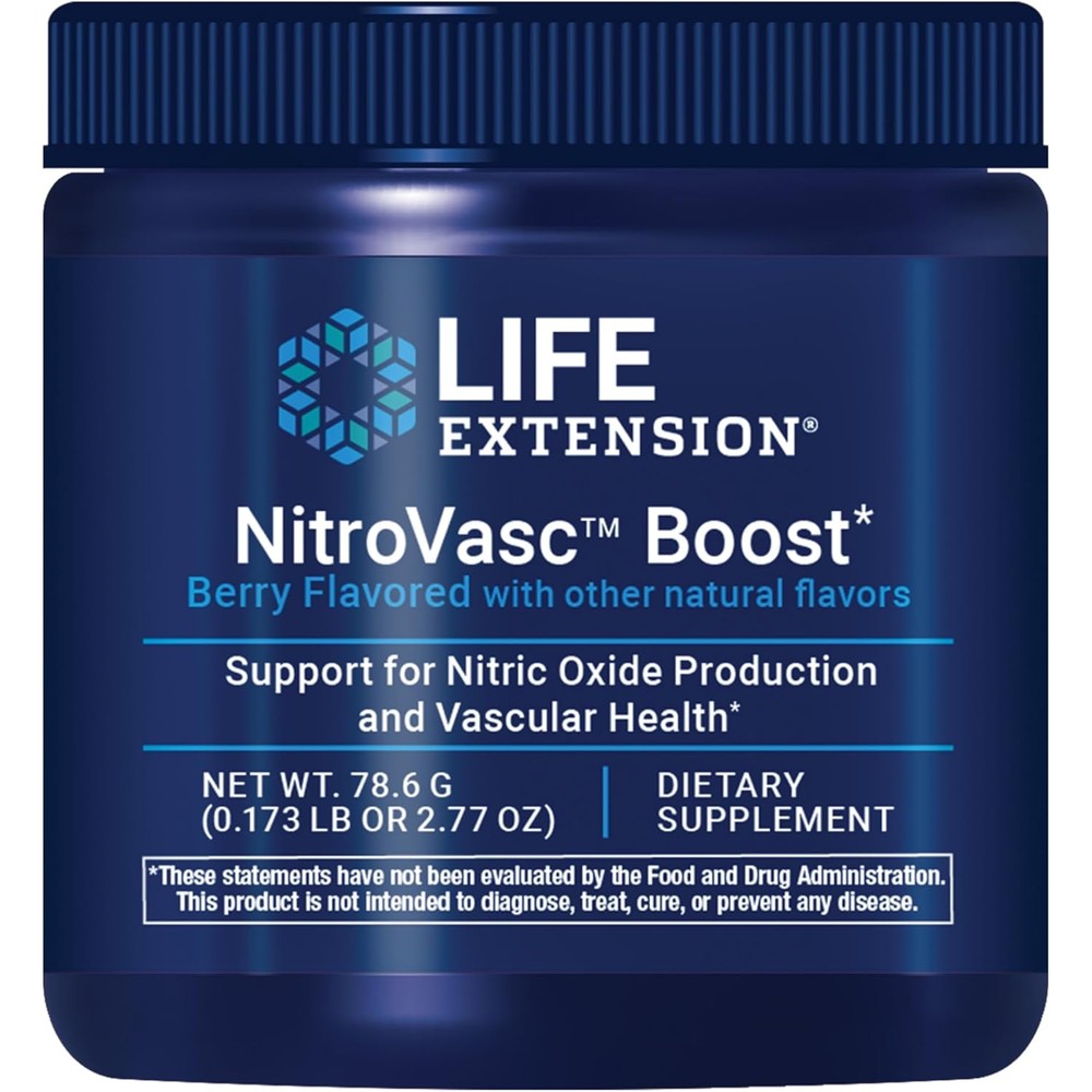 Life Extension NitroVasc Boost berry powder front view
