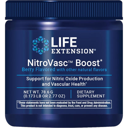 Life Extension NitroVasc Boost berry powder front view
