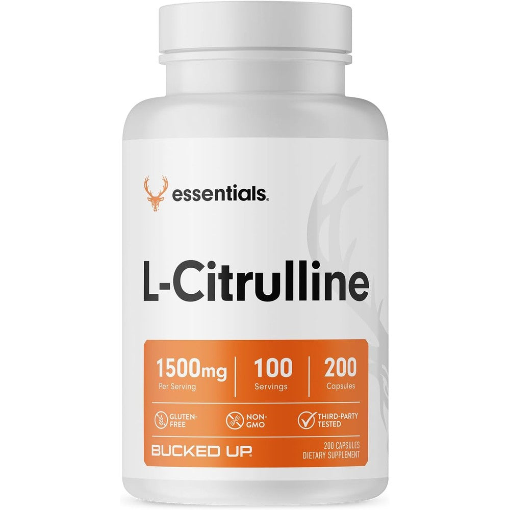 Bucked Up L Citrulline 1500mg Nitric Oxide Support 200 Capsules bottle front view