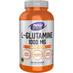 NOW Foods sports L-glutamine double strength front view bottle packaging