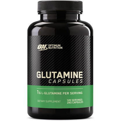 Optimum Nutrition L Glutamine 1000mg 240 capsules bottle for post workout muscle recovery