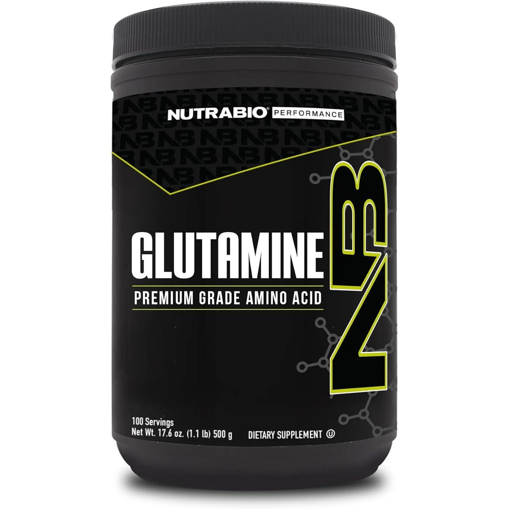NutraBio Pure L-Glutamine Powder 500 Grams front view