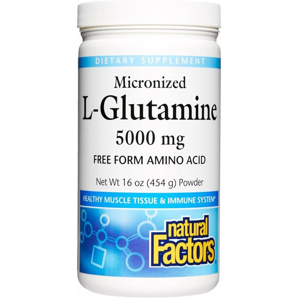 Natural Factors Micronized L-Glutamine 5000mg powder front view
