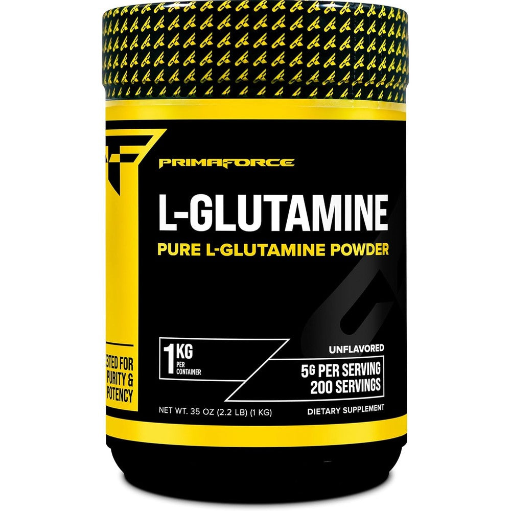 Primaforce L-Glutamine powder 1 kilogram tub front view