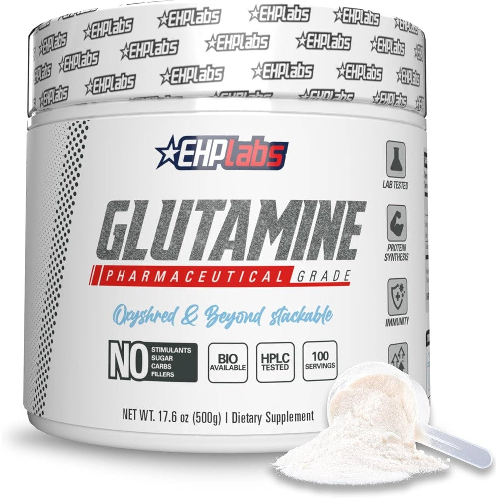 EHP Labs L-Glutamine Powder Amino Acids - Workout Recovery, Immune Health And Gut Health Support - Unflavored - 500 Grams - 100 Servings - Image 1