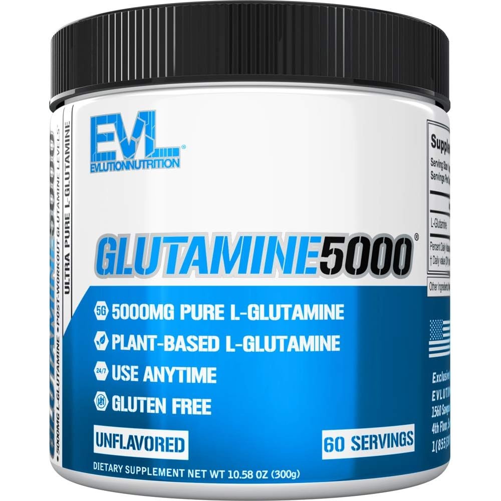 Evlution Nutrition Glutamine 5000 tub front view