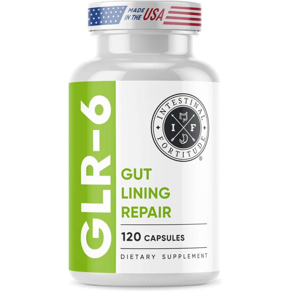 Intestinal Fortitude GLR-6 gut lining repair supplement bottle front view