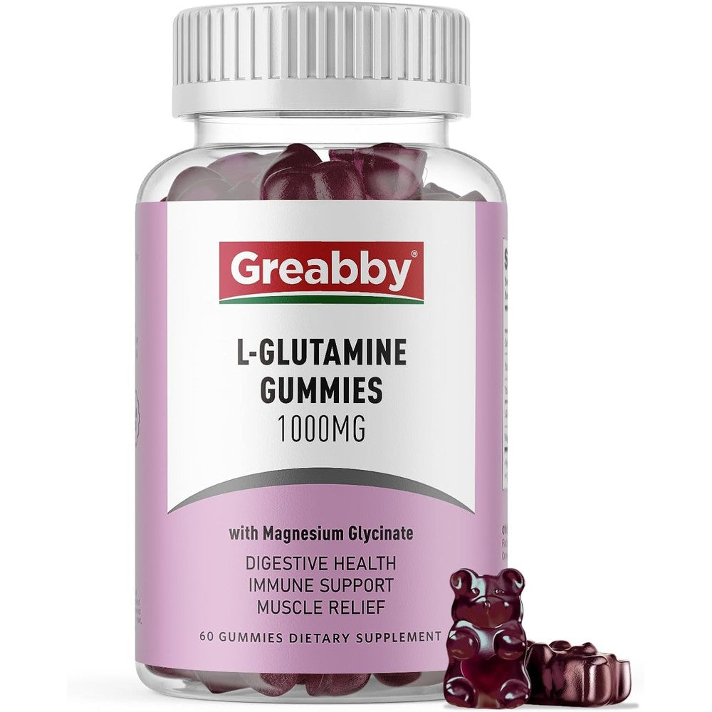 Greabby L Glutamine 1000mg gummies bottle front view