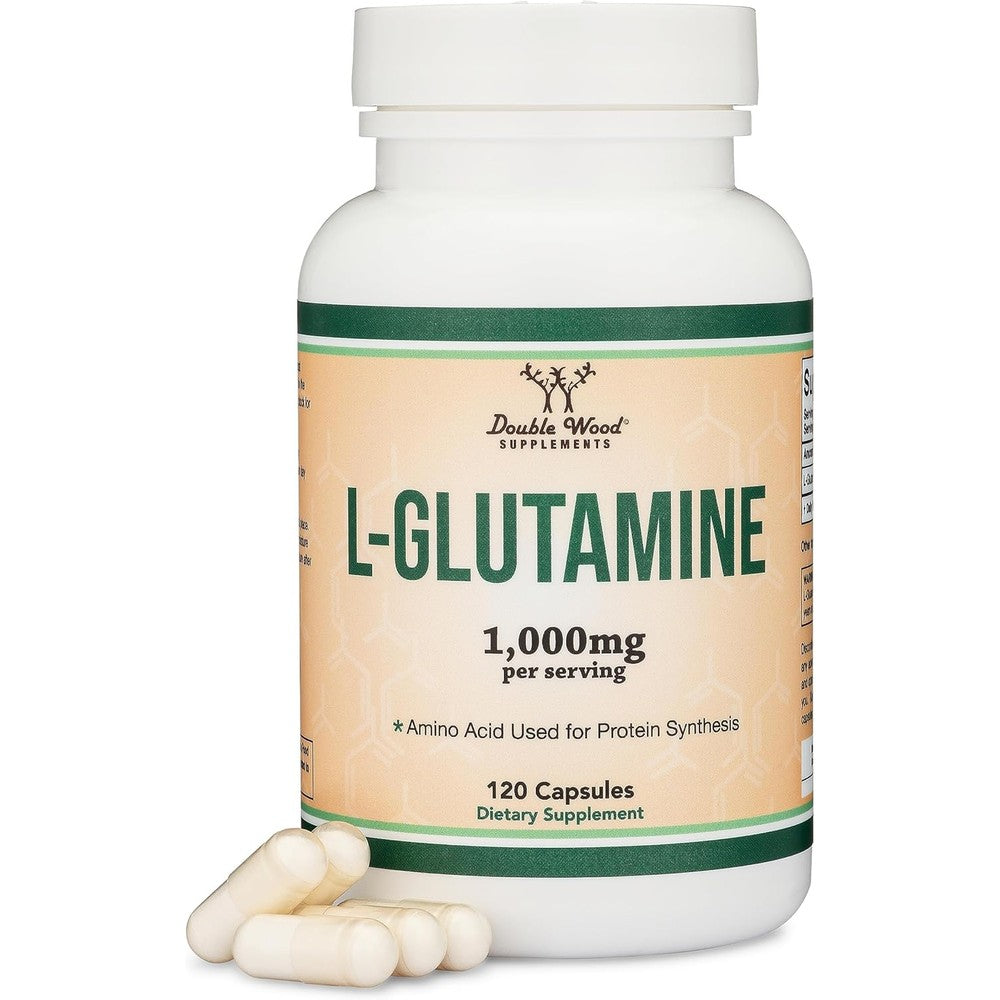 Qpuyt Double Wood L-Glutamine capsules bottle front view