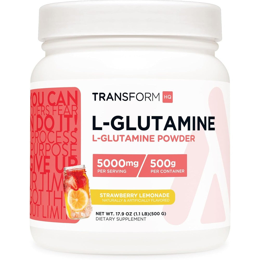 TransformHQ L-Glutamine Powder front view container packaging