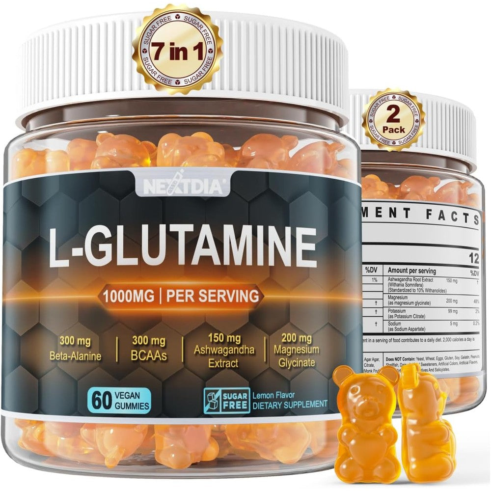 Nextdia L-Glutamine 1000mg gummies bottle front view for muscle recovery