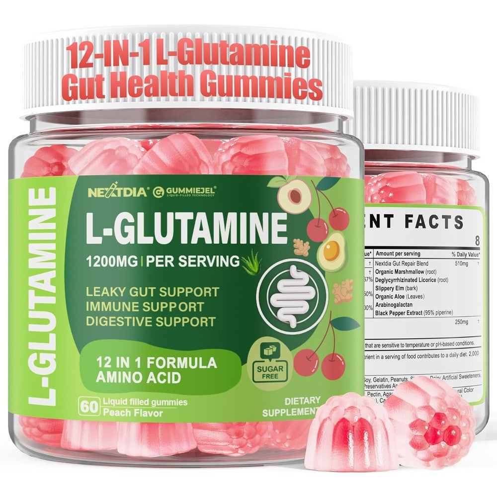 Nextdia L-Glutamine 1200mg Gut and Immune Support Gummies front view