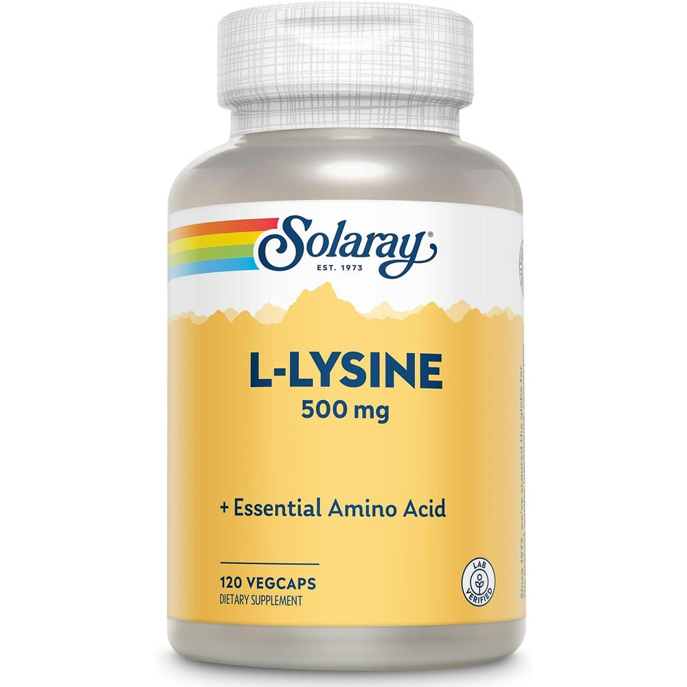Solaray L-Lysine 500mg 120 capsules front bottle view