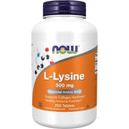 Now Foods L-Lysine 500mg tablets front view bottle packaging