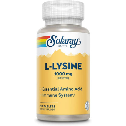 Solaray L-Lysine 1000mg immune support supplement bottle front view