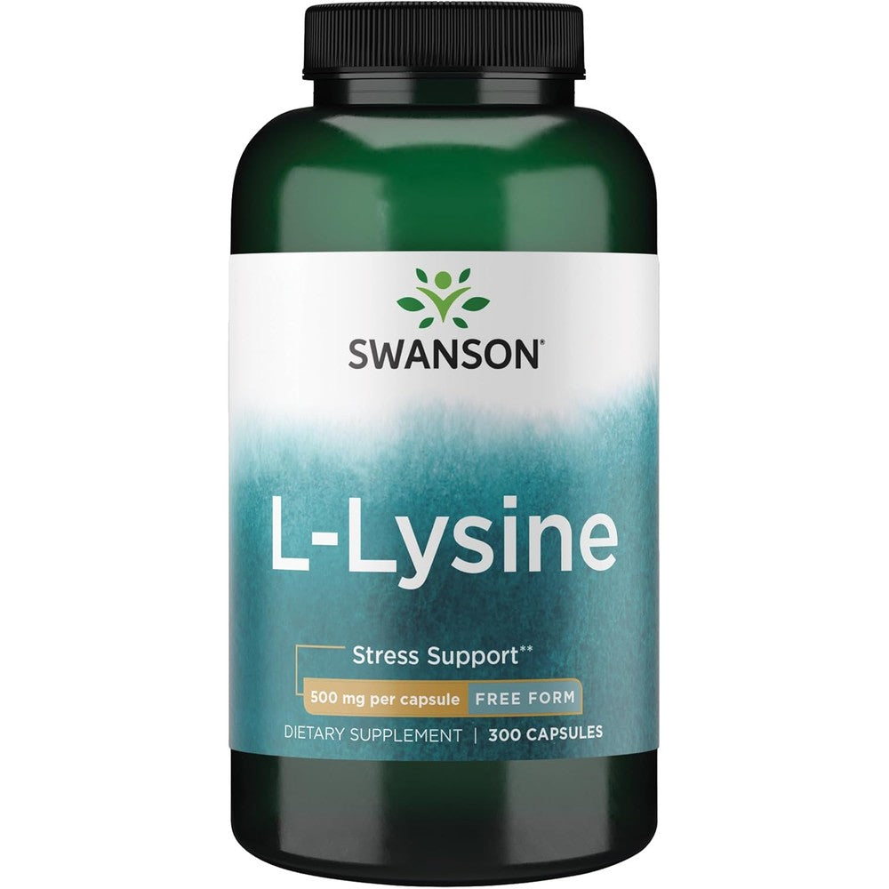 Swanson Free Form L-Lysine 500mg supplement bottle front view