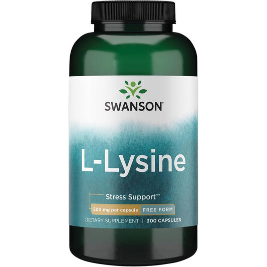 Swanson Free Form L-Lysine 500mg supplement bottle front view