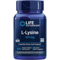 Life Extension L-Lysine 620 mg 100 Vegetarian Capsules front view bottle