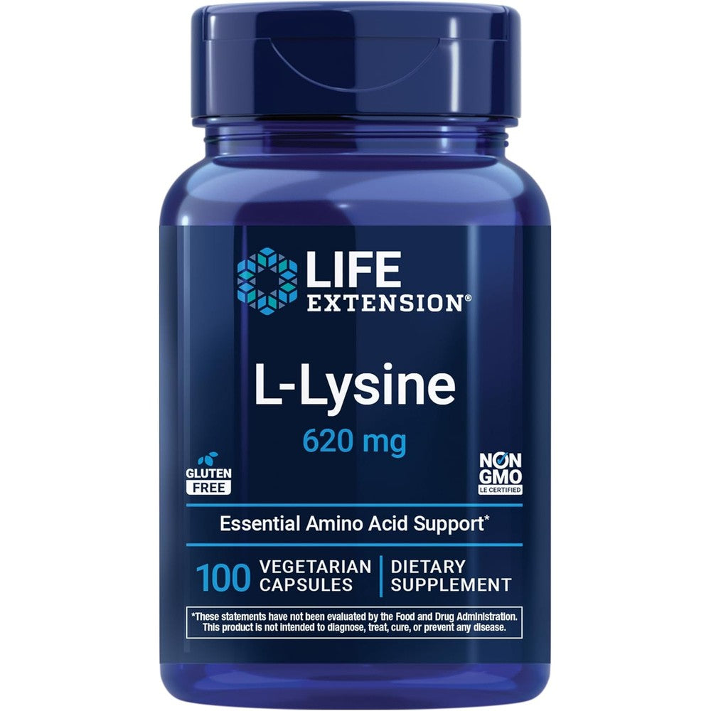 Life Extension L-Lysine 620mg bottle front view