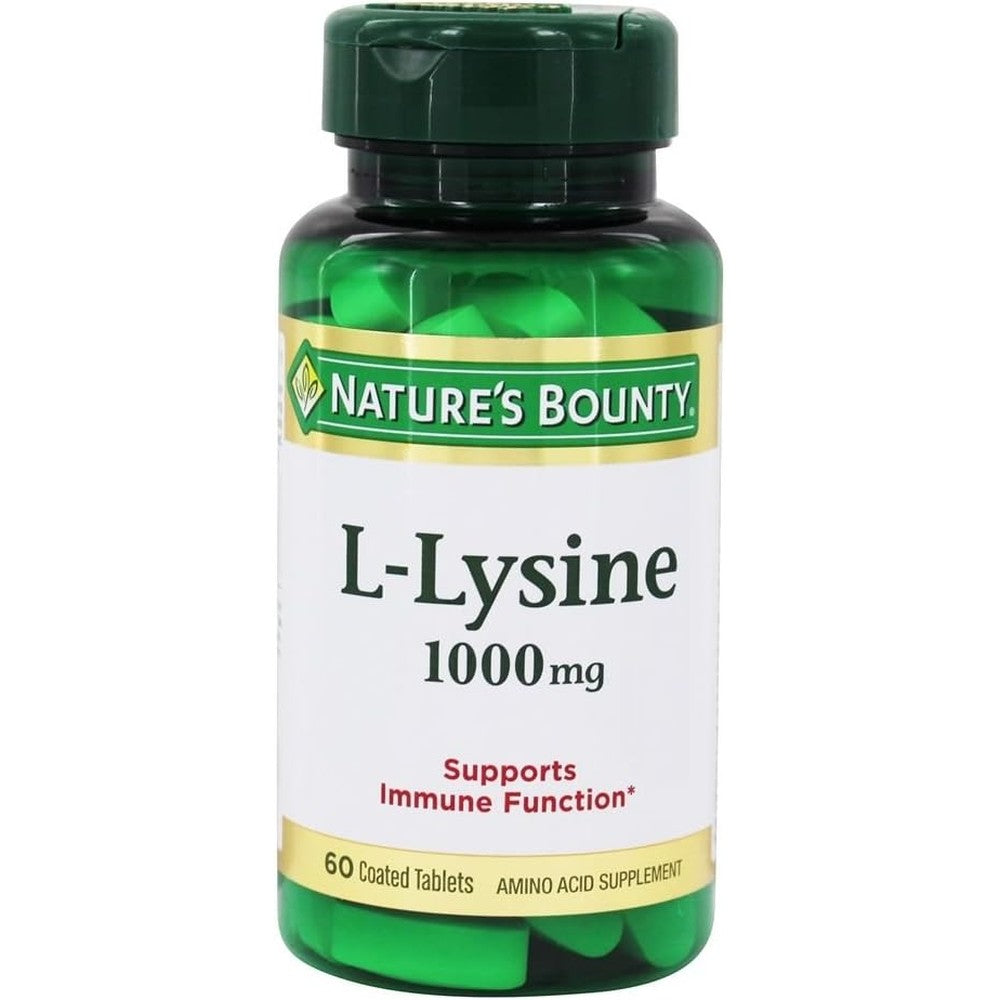 Nature's Bounty L-Lysine 1000mg 60 Tablets front view for immune support