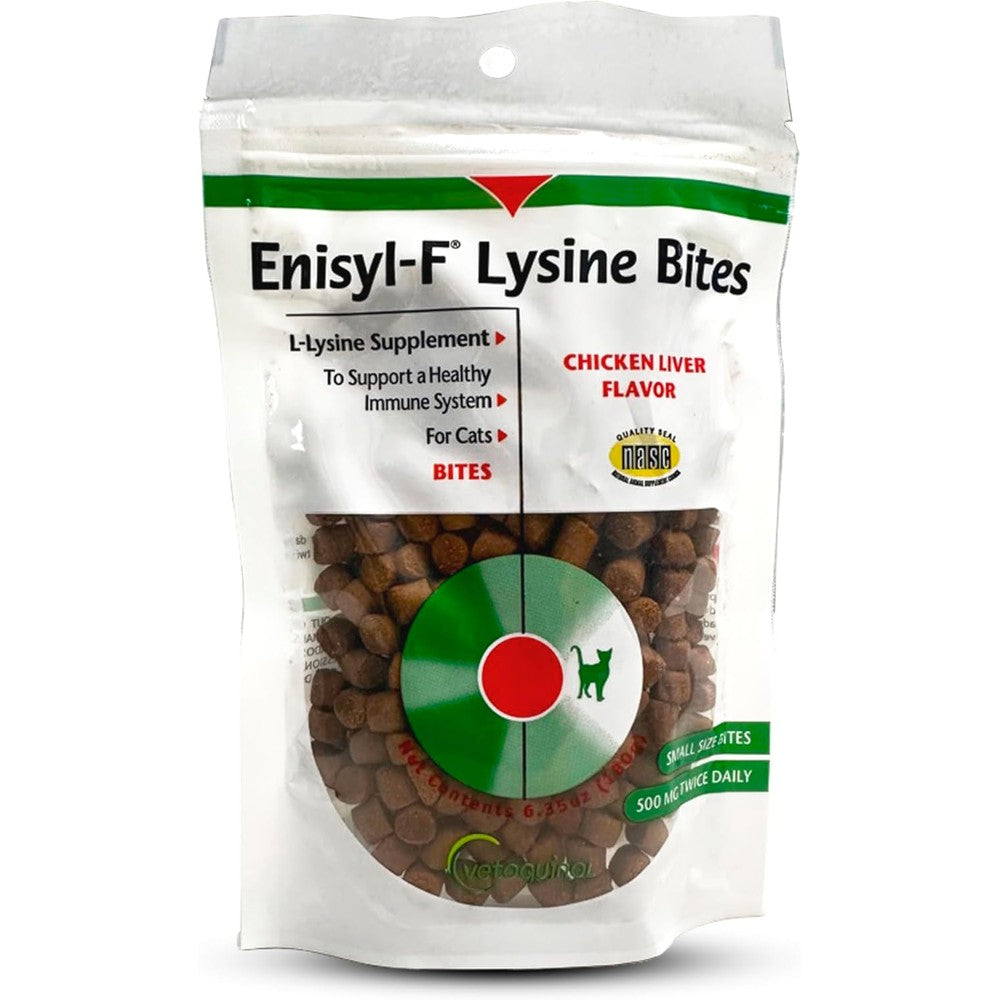 Vetoquinol Enisyl-F Lysine Bites cat supplement bag front view