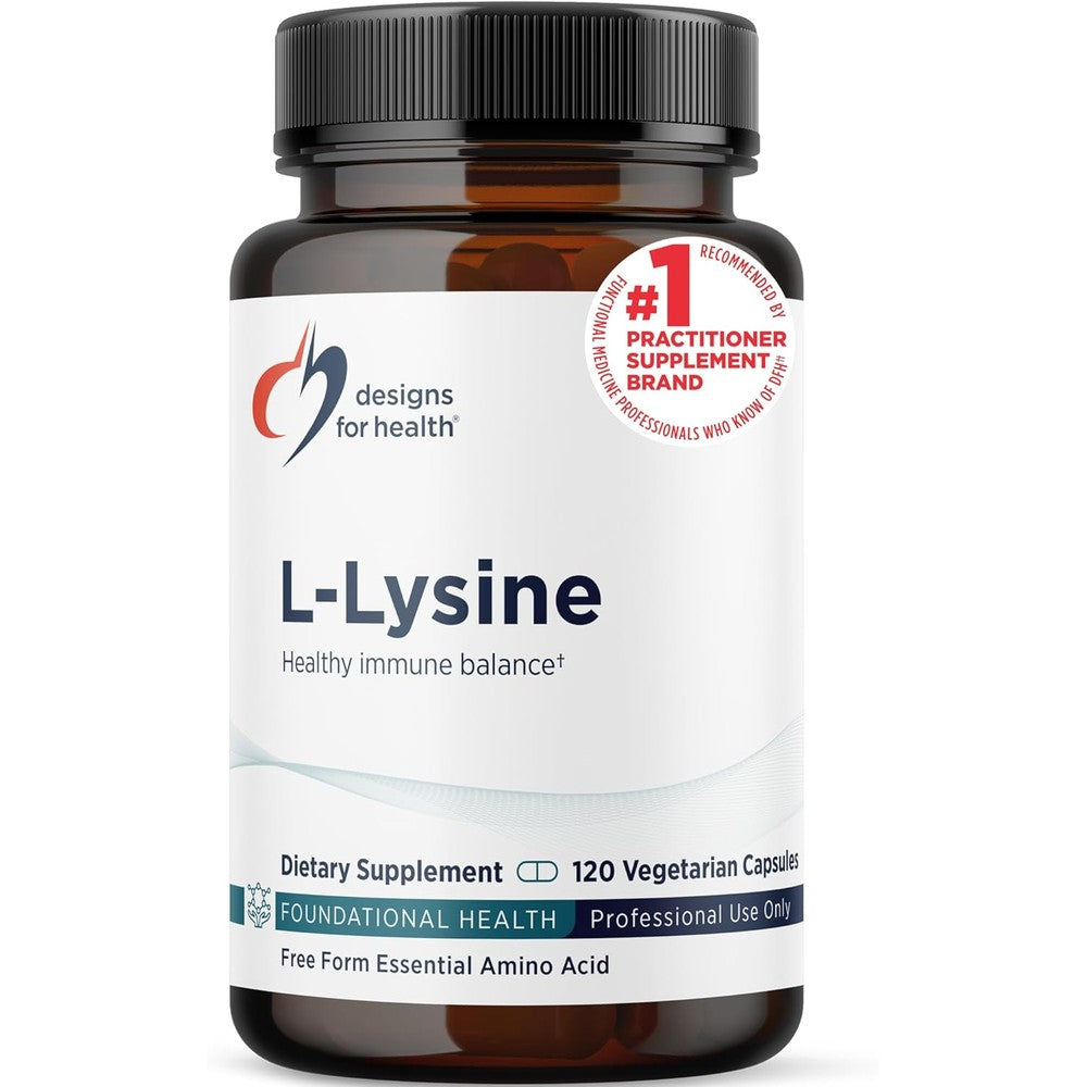 Designs for Health L-Lysine HCL 1500mg front view bottle