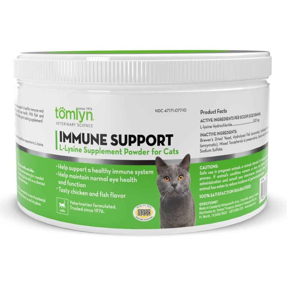 Tomlyn Immune Support Daily L-Lysine Supplement jar front view
