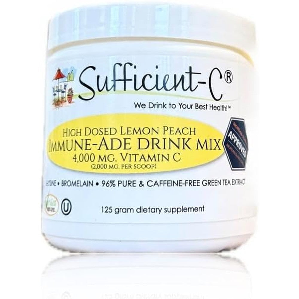 Sufficient-C High Dose Vitamin C Lemon Peach Drink Mix container front view