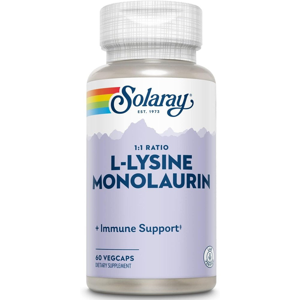 Solaray L-Lysine Monolaurin 60 VegCaps front view