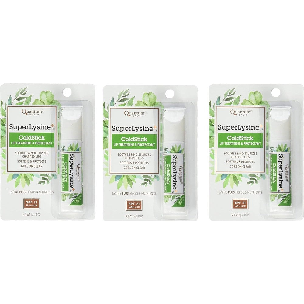 Quantum Health Super Lysine Plus ColdStick SPF 21 lip balm pack of 3