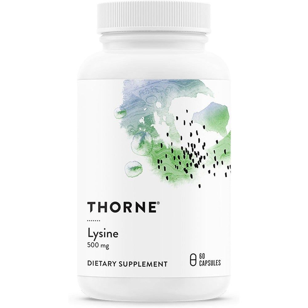 Thorne Lysine 500mg capsules bottle front view