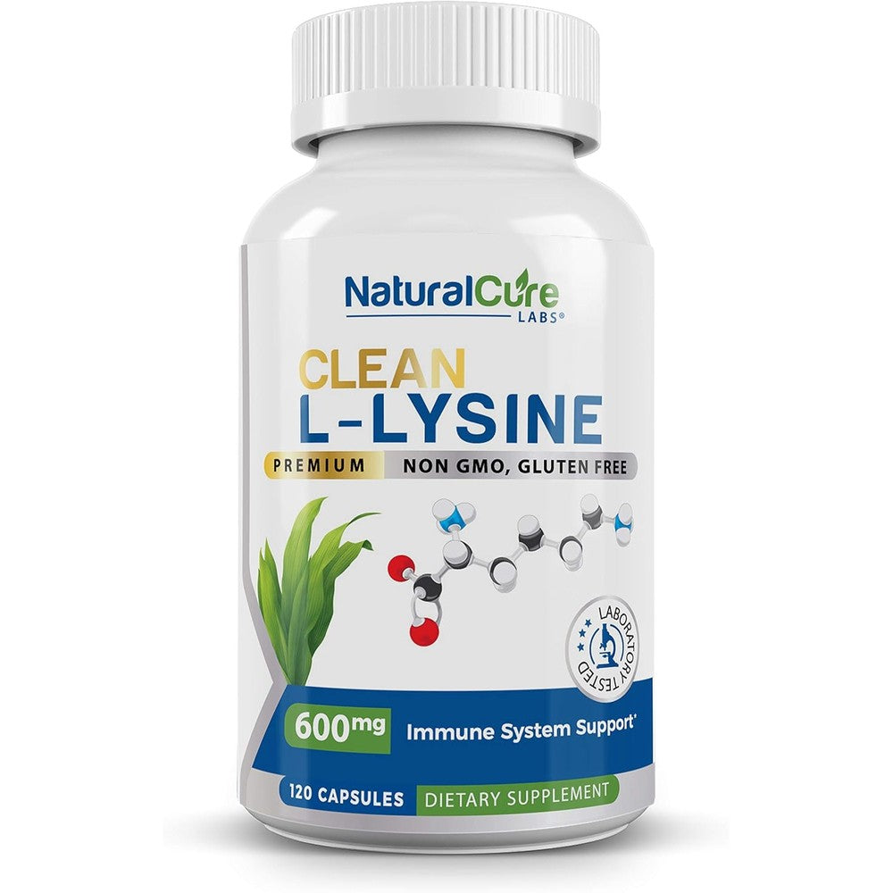Natural Cure Labs Clean L-Lysine 600mg bottle front view