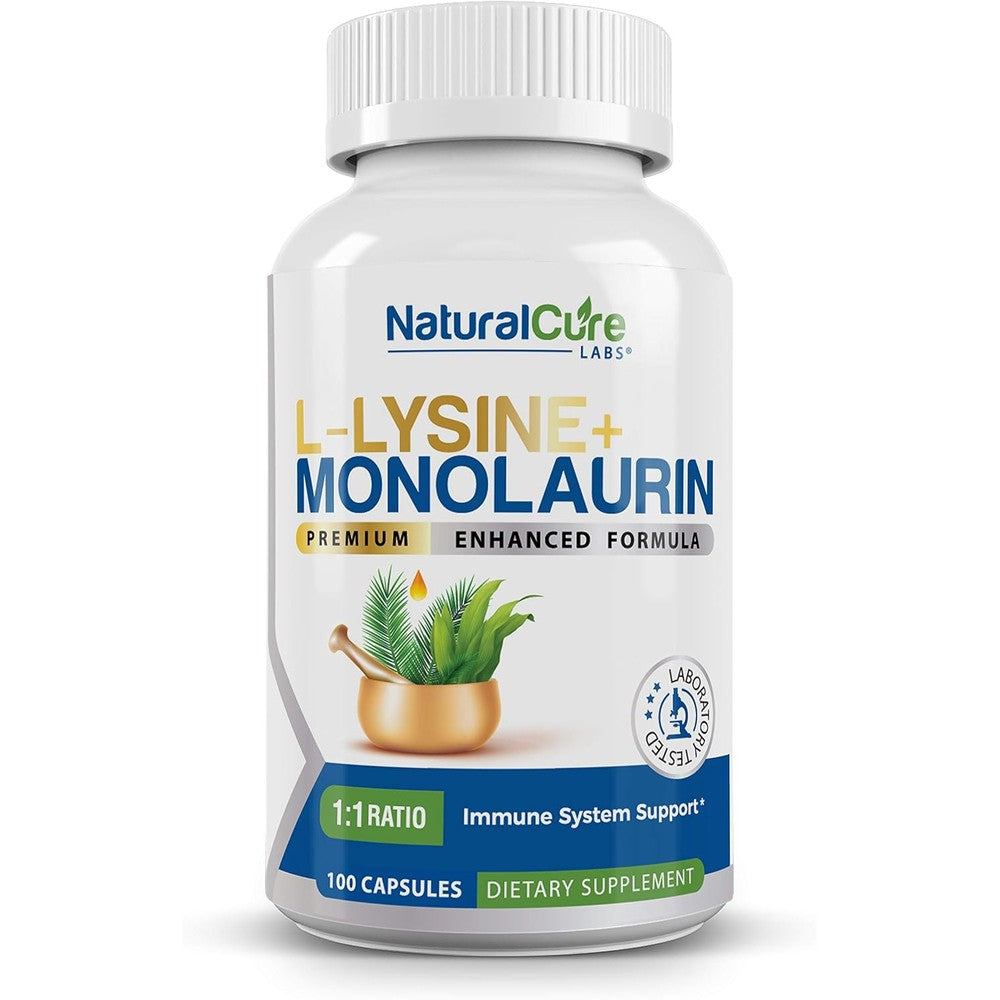 Natural Cure Labs L-Lysine plus Monolaurin front label view
