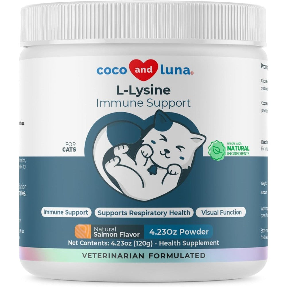 Coco and Luna L-Lysine supplement powder container front view