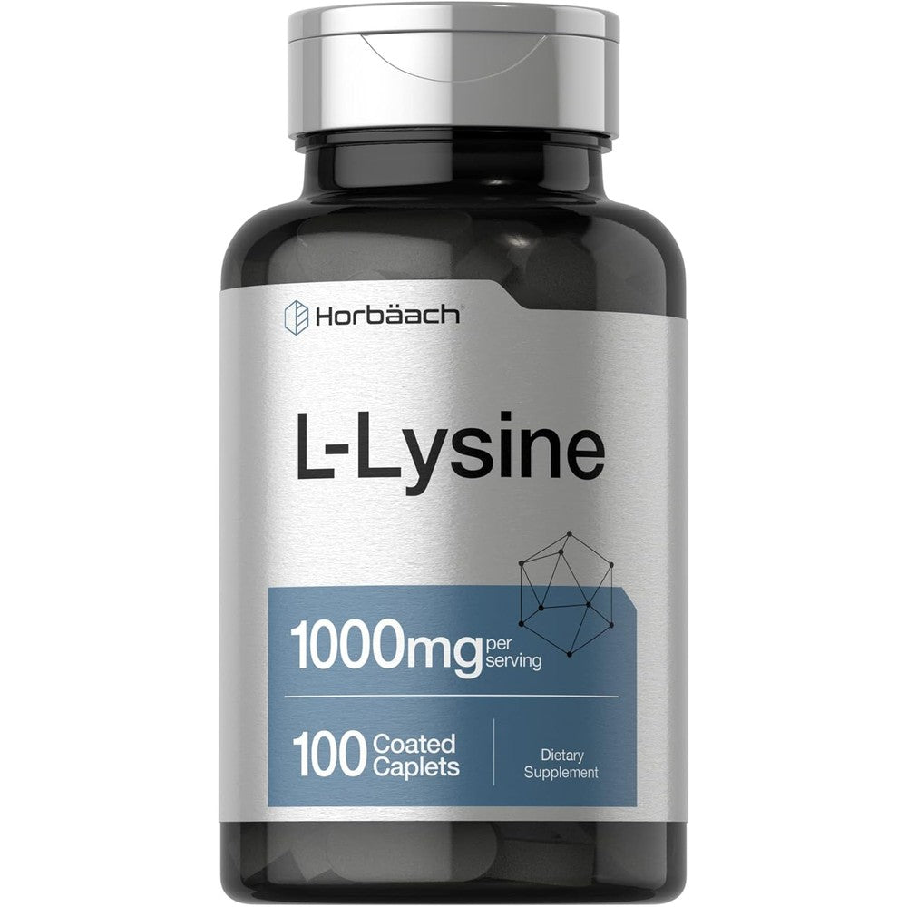 Horbäach L Lysine 1000mg 100 vegetarian caplets for essential amino acid support