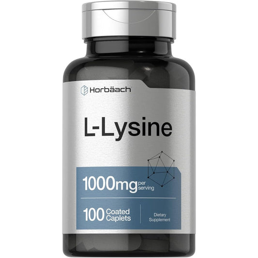 Horbäach L Lysine 1000mg 100 vegetarian caplets for essential amino acid support