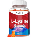 Vaite L-Lysine 1000mg Gummies front bottle view showing nutritional label and bear shaped chewables.
