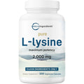 Micro Ingredients Pure L-Lysine 2,000 Milligrams bottle front view dietary supplement