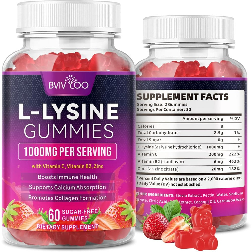 Bvivloo L-Lysine 1000mg Gummies front bottle view