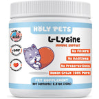 Artullano Holy Pets L-Lysine Powder container front view showing pet supplement branding