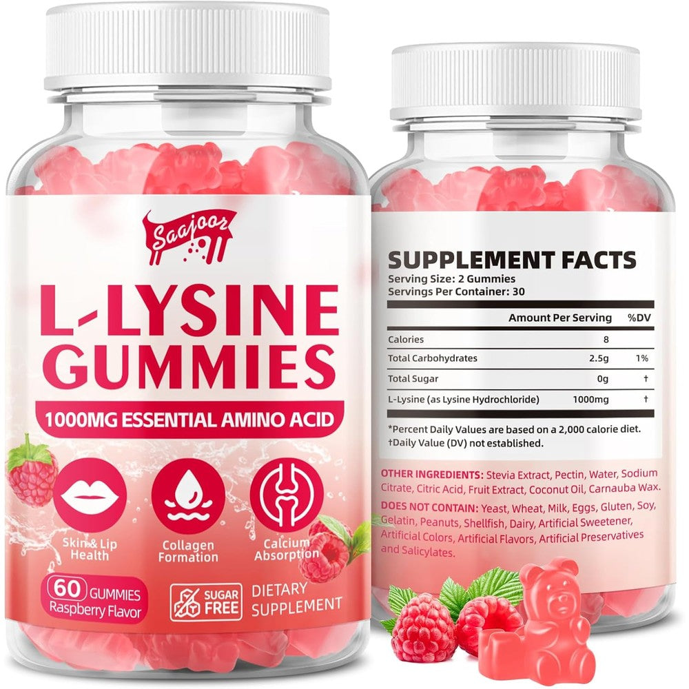 Saajoor L-Lysine 1000mg Gummies bottle front view