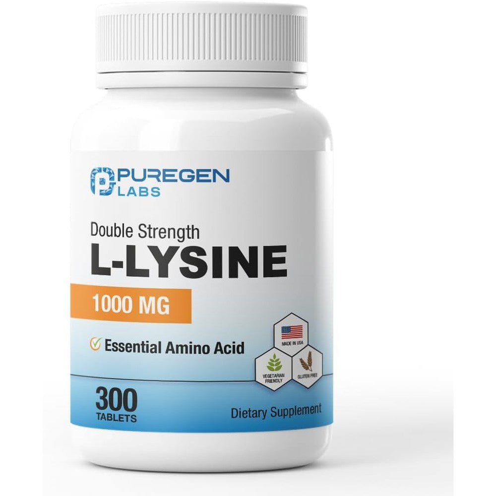 Puregen Labs L-Lysine 1000mg bottle front view