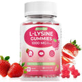 Klinovium L-Lysine Gummies front bottle view featuring strawberry flavor and 1000mg label.